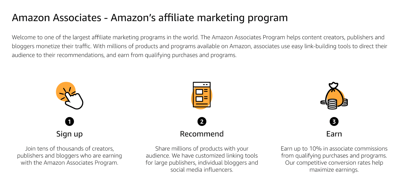 Affiliate program example Amazon