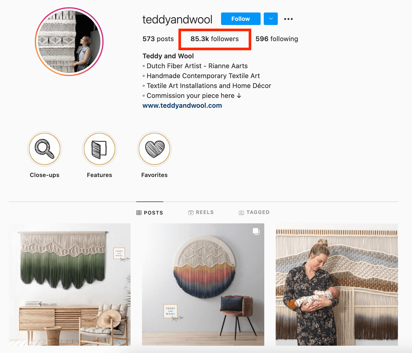 Etsy creator instagram profile